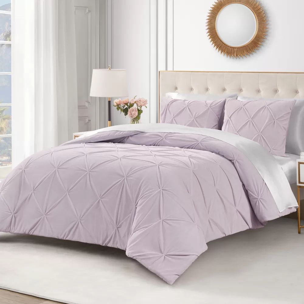 Comforter Sets-Juicy Couture Kiss Pleat Micromink Comforter Set LavenderPurple