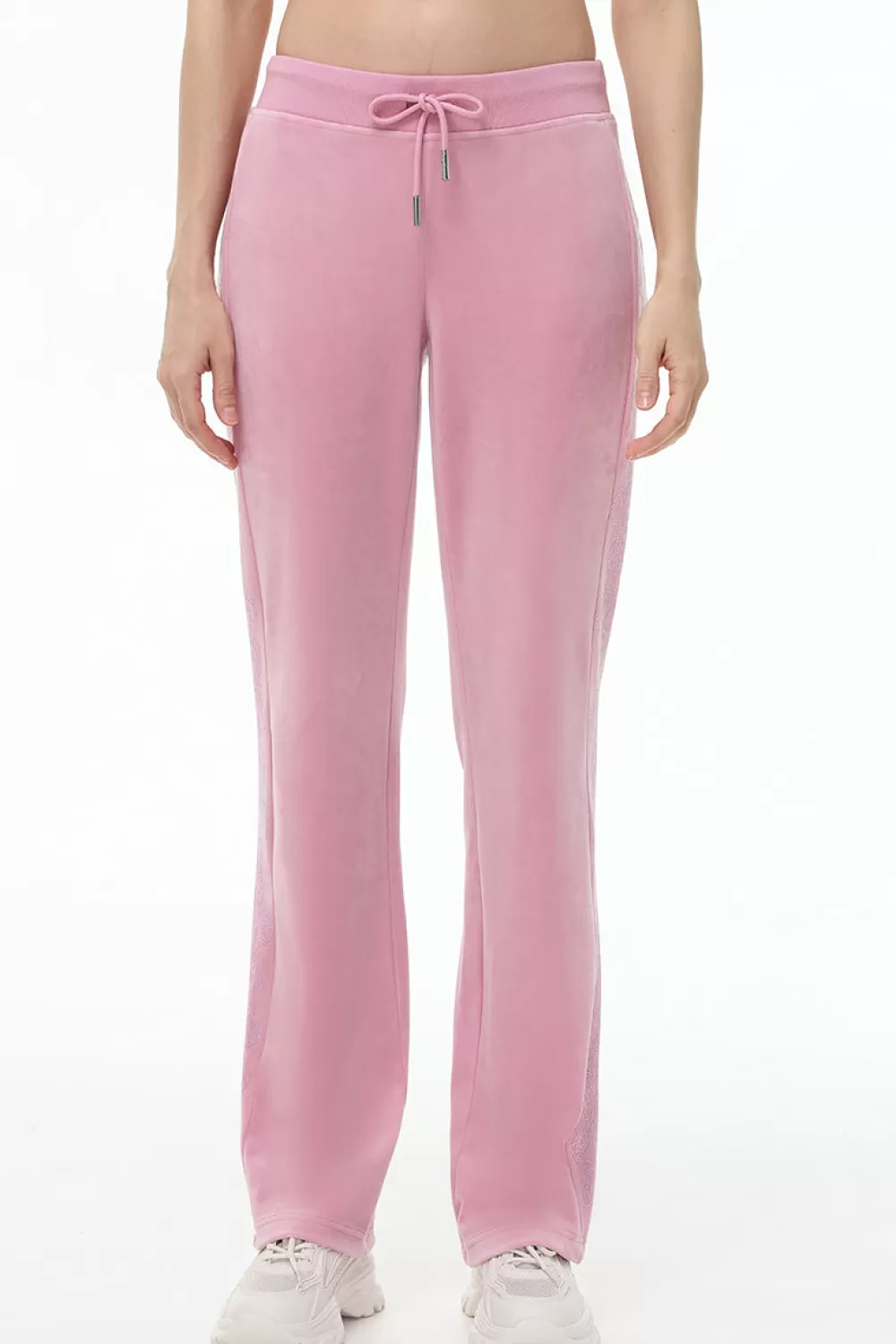 Track Bottoms | Bling Sets-Juicy Couture Lace Rhinestone Classic Track Pants Rose