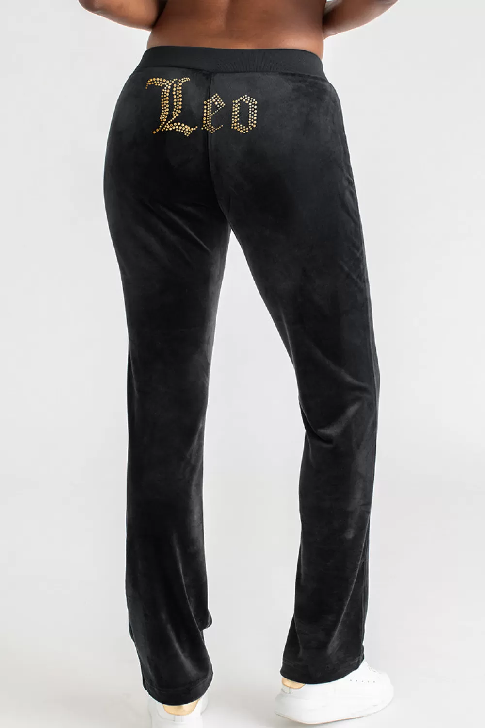 Track Bottoms | Bling Sets-Juicy Couture Leo Big Bling Velour Track Pants Liquorice/GoldBling