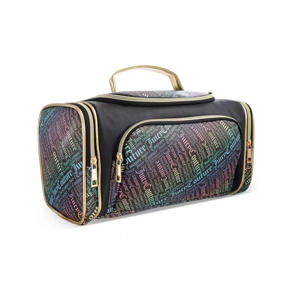 Makeup Bags-Juicy Couture Mini Duffel Makeup Bag BlackGold