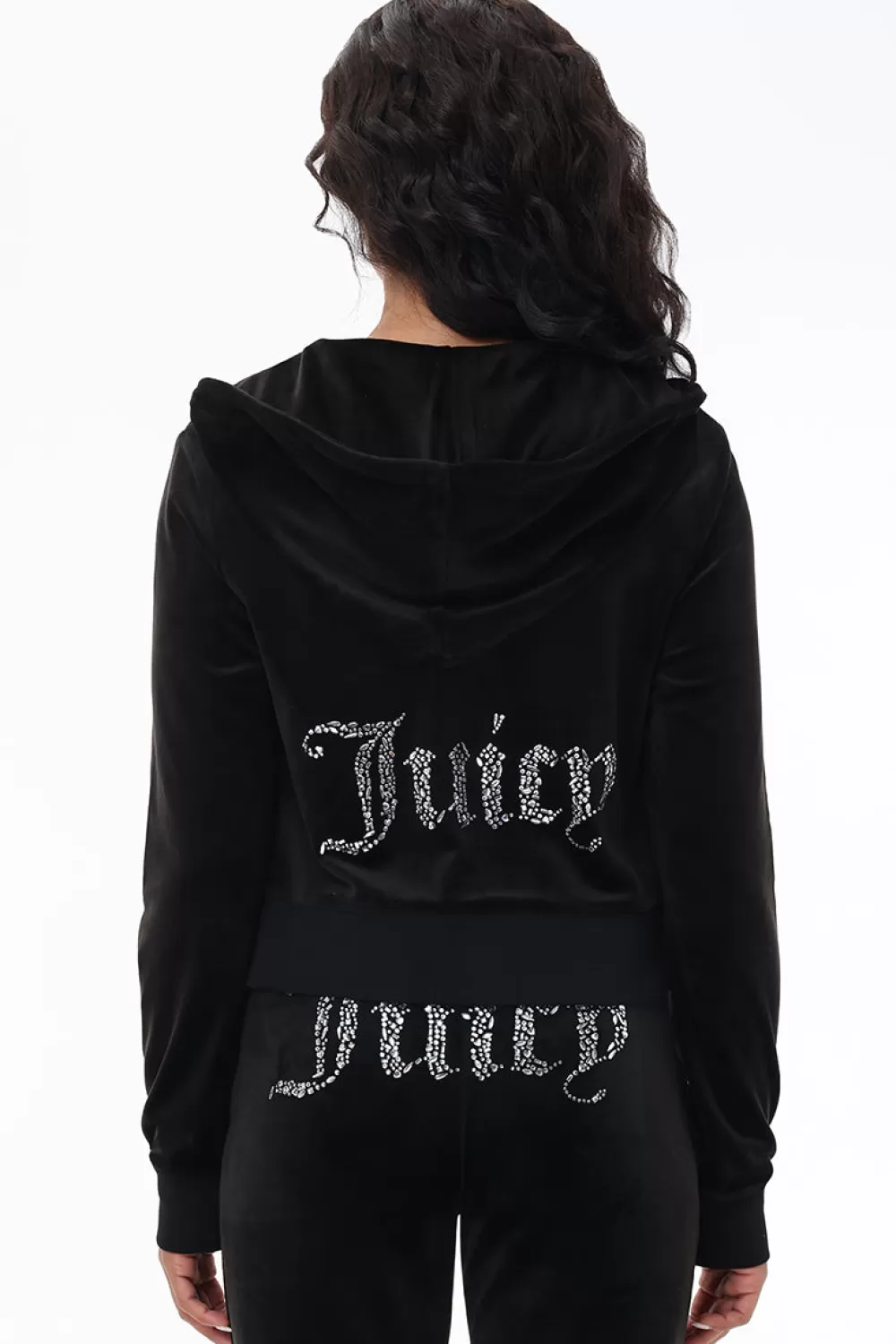 Track Tops | Track Tops-Juicy Couture Mixed Crystals Velour Hoodie Liquorice