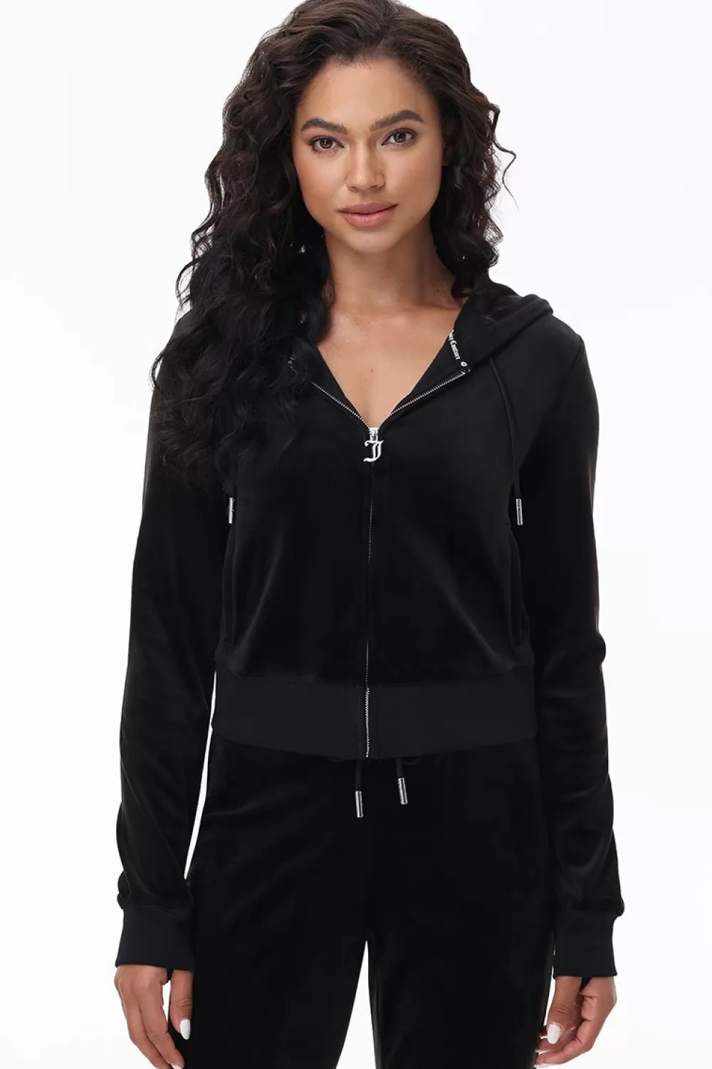 Track Tops | Track Tops-Juicy Couture Mixed Crystals Velour Hoodie Liquorice