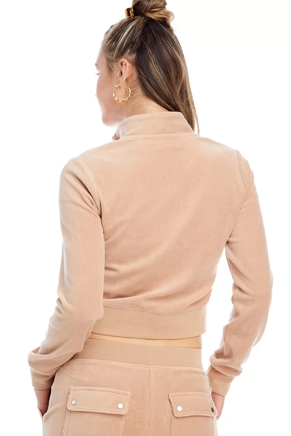 Track Tops | Track Tops-Juicy Couture Mockneck Velour Track Jacket—REJUICED WarmTaupe