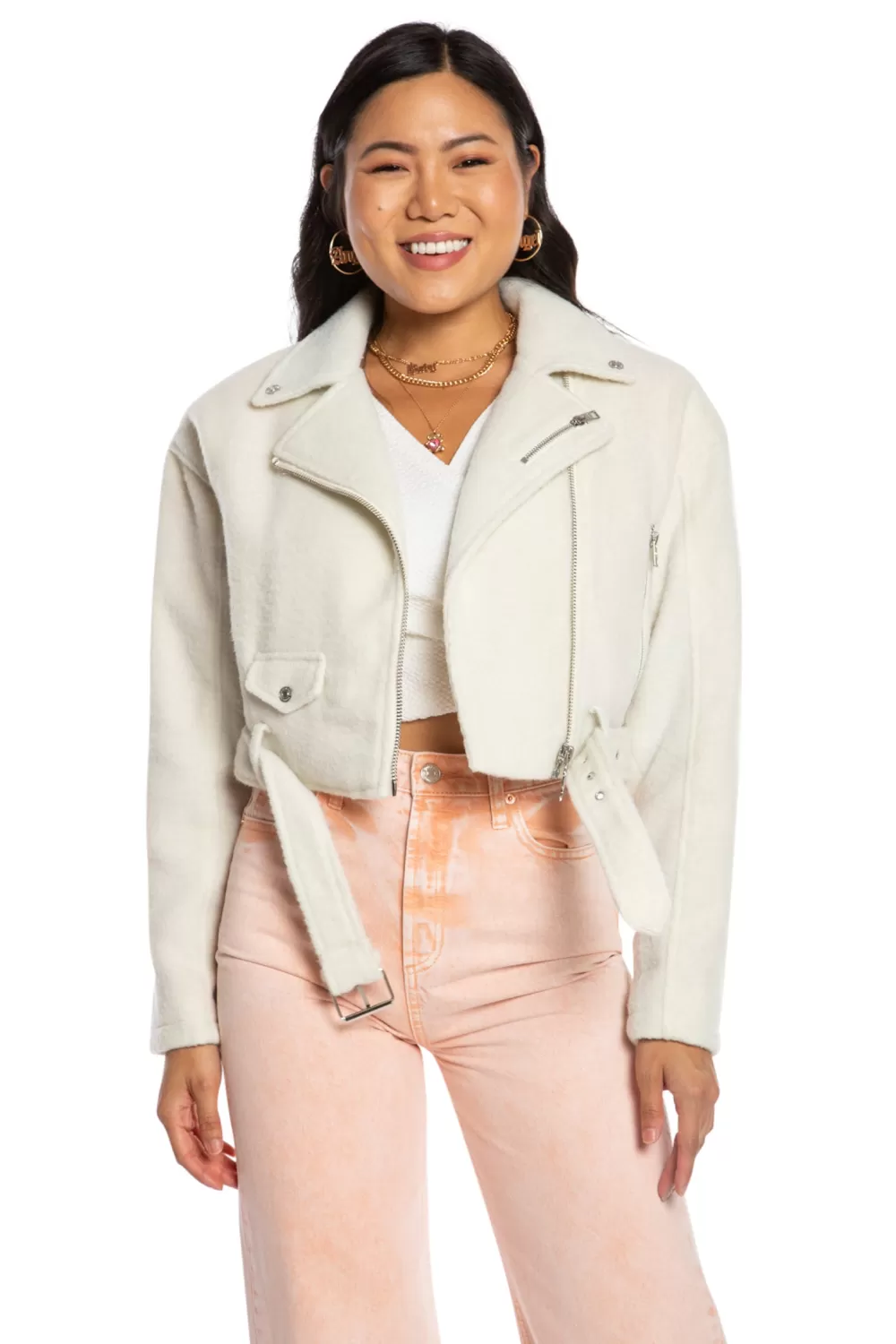 Hoodies & Jackets-Juicy Couture Mohair Cropped Moto Jacket Marshmallow