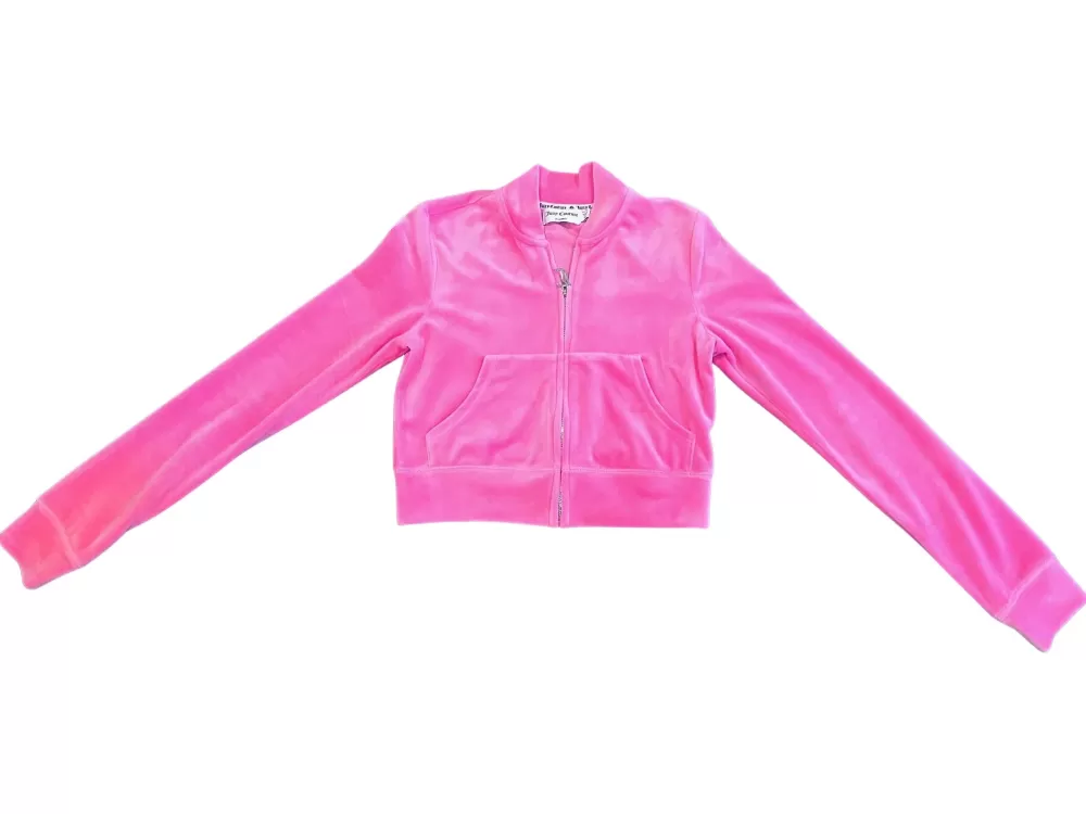 Tees & Tops-Juicy Couture Monogram Cropped Velour Bomber Jacket—REJUICED HotHot