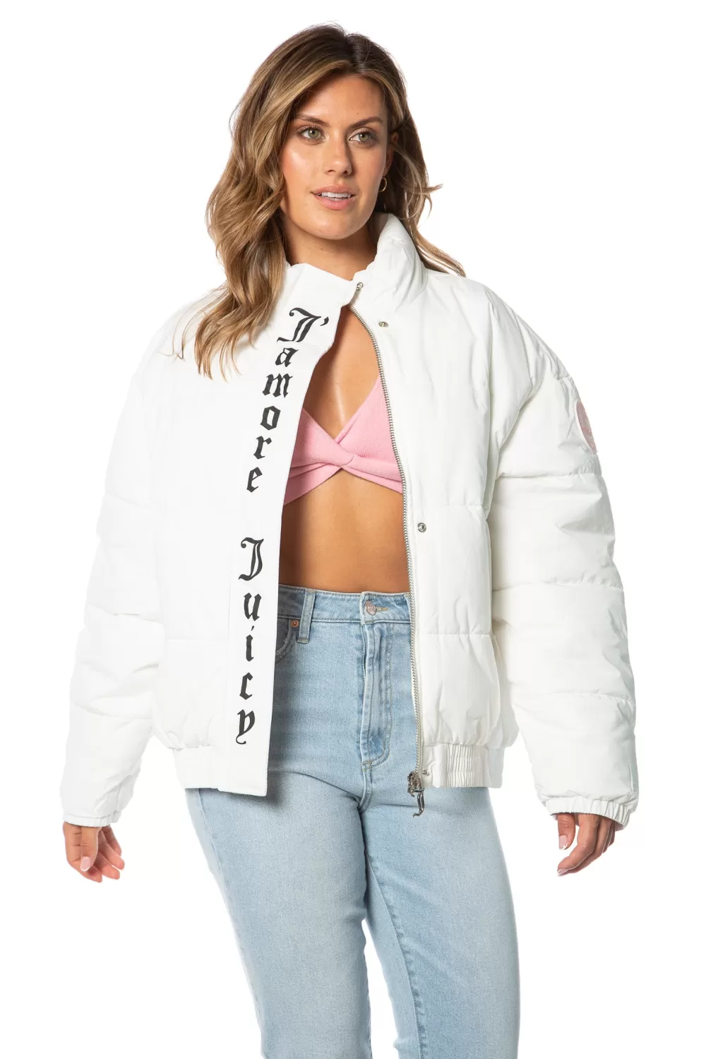 Hoodies & Jackets-Juicy Couture Monogram Puffer Jacket Feather