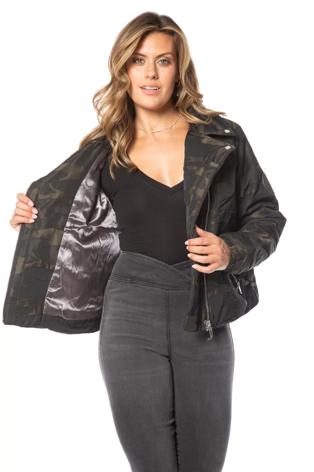 Hoodies & Jackets-Juicy Couture Moto Puffer Jacket NightCombo