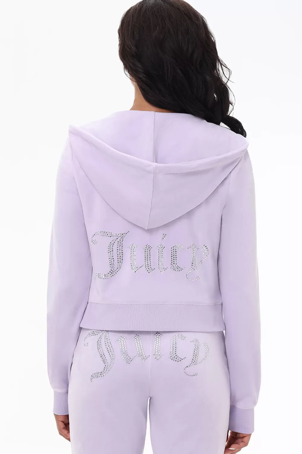 Bling Sets | Hoodies & Jackets-Juicy Couture OG Big Bling Velour Hoodie OrchidPetal