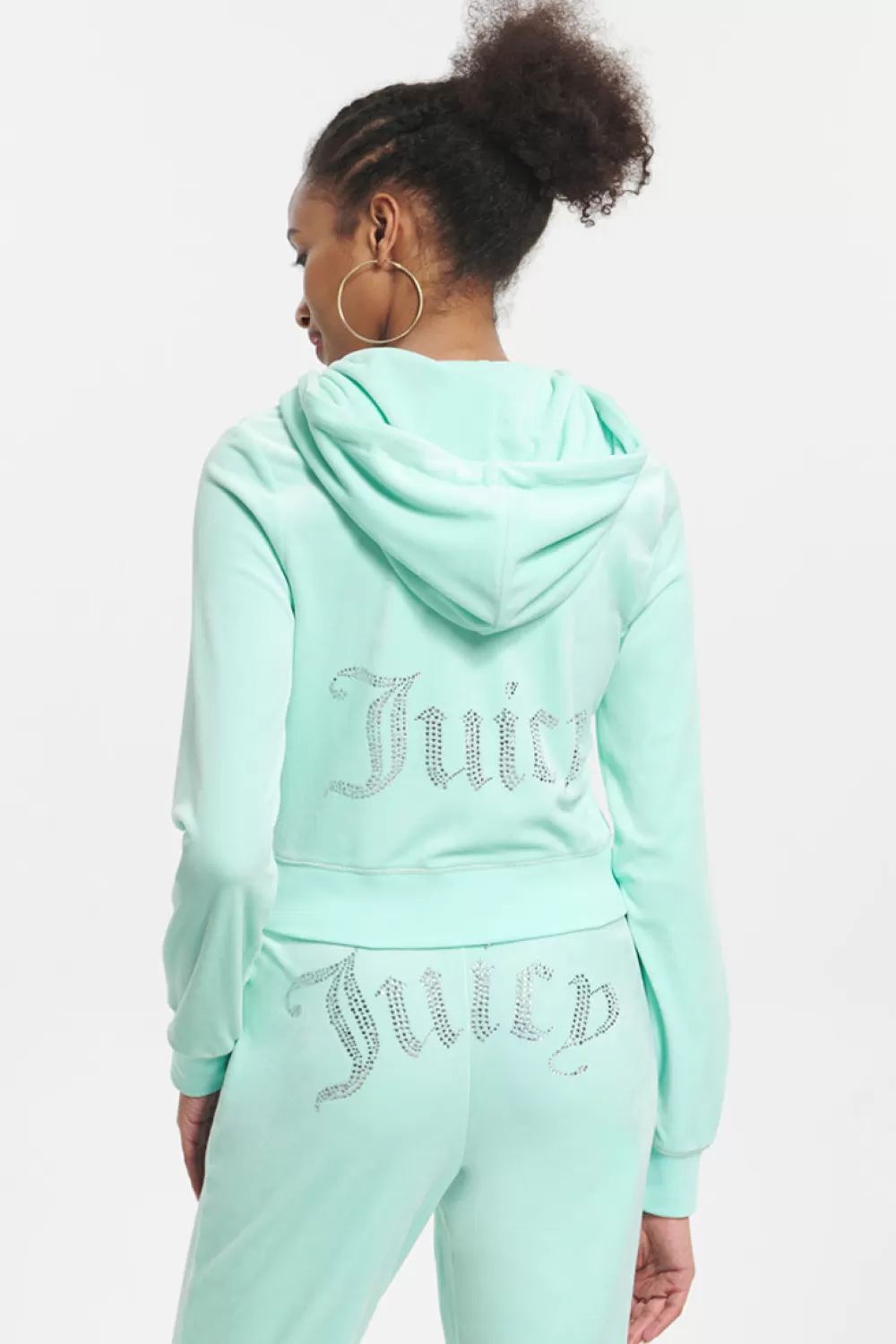 Track Tops | Track Tops-Juicy Couture OG Big Bling Velour Hoodie TintOfMint