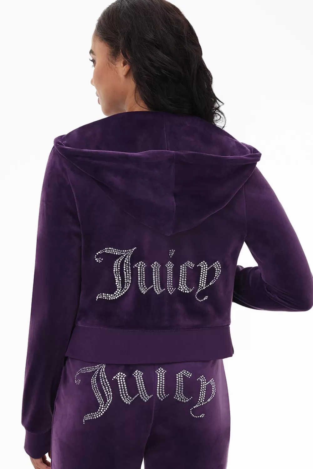 Track Tops | Track Tops-Juicy Couture OG Big Bling Velour Hoodie Blackberry