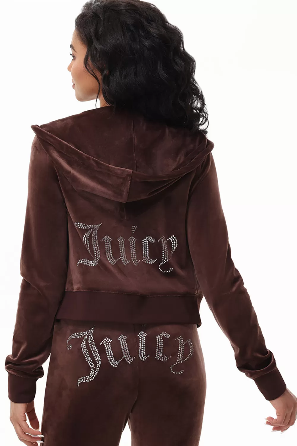 Track Tops | Track Tops-Juicy Couture OG Big Bling Velour Hoodie BlackCherry