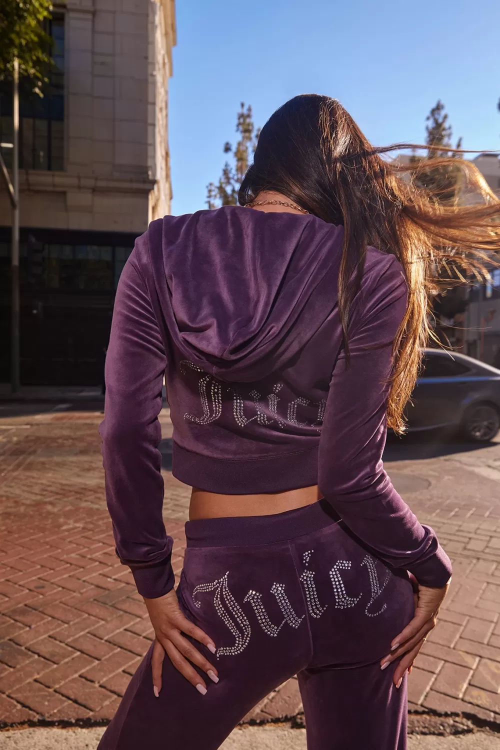 Track Tops | Track Tops-Juicy Couture OG Big Bling Velour Hoodie Plum