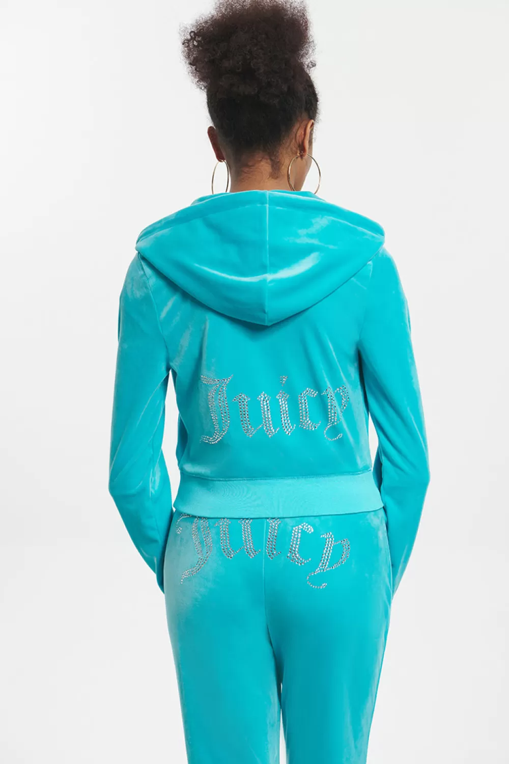 Track Tops | Track Tops-Juicy Couture OG Big Bling Velour Hoodie BlueCrush