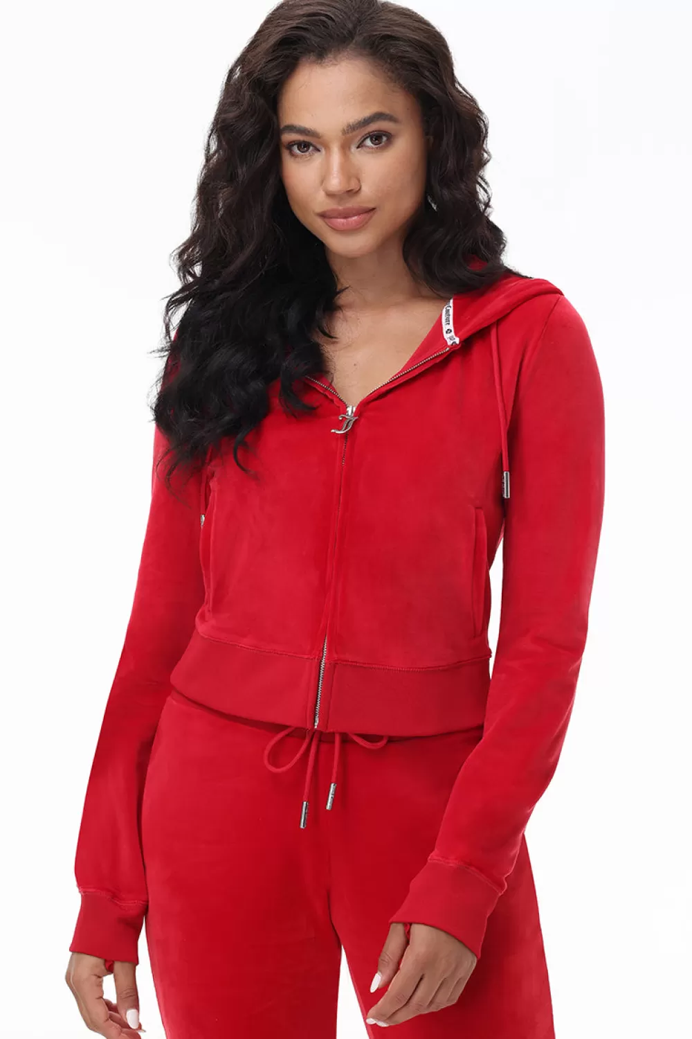 Track Tops | Track Tops-Juicy Couture OG Big Bling Velour Hoodie CocoRed