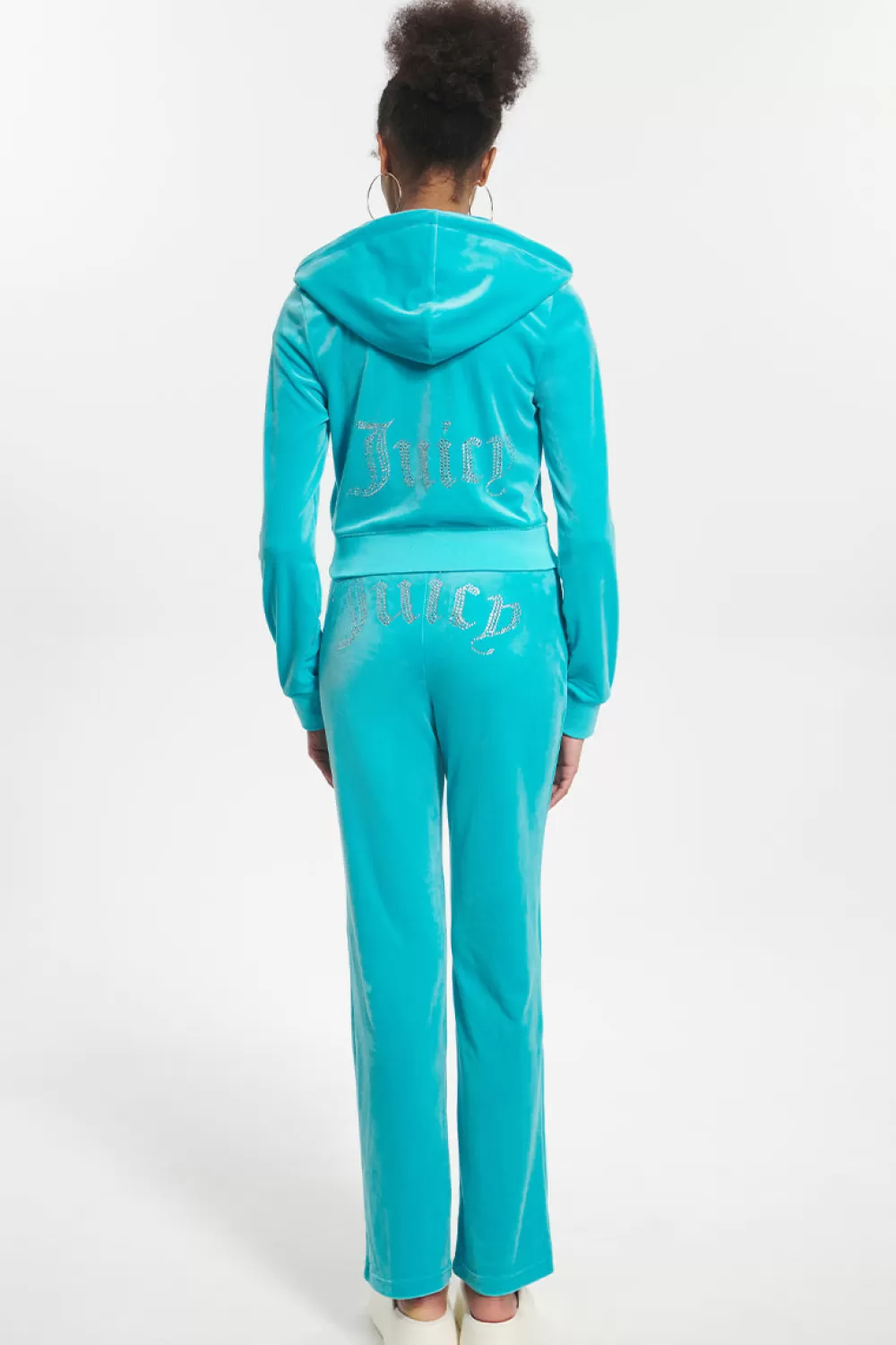 Track Bottoms | Bling Sets-Juicy Couture OG Big Bling Velour Track Pants BlueCrush