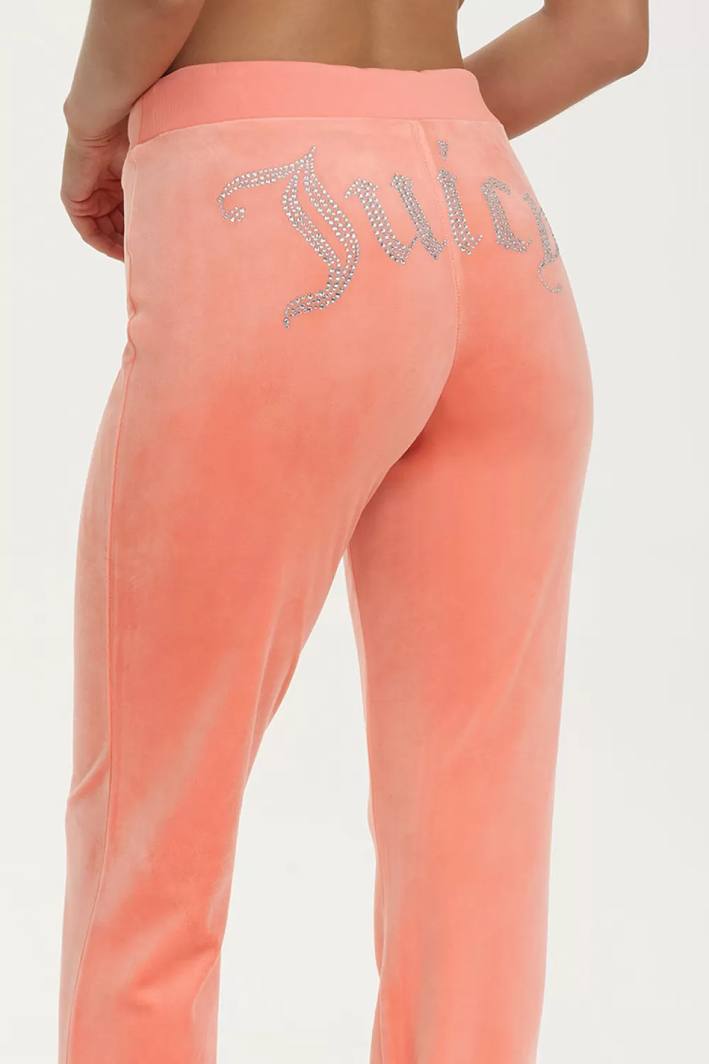 Track Bottoms | Bling Sets-Juicy Couture OG Big Bling Velour Track Pants Guava