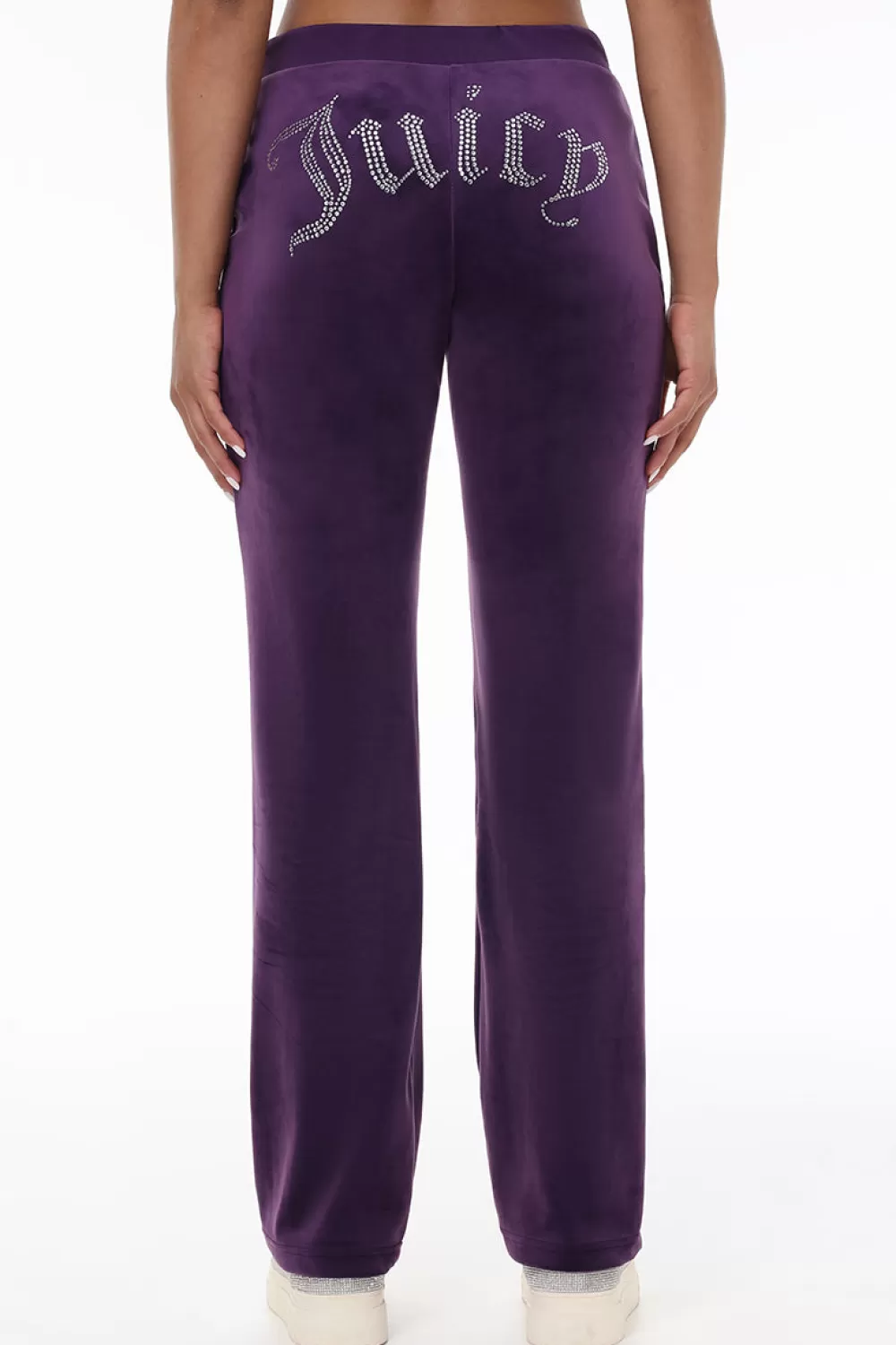 Track Bottoms | Bling Sets-Juicy Couture OG Big Bling Velour Track Pants Blackberry