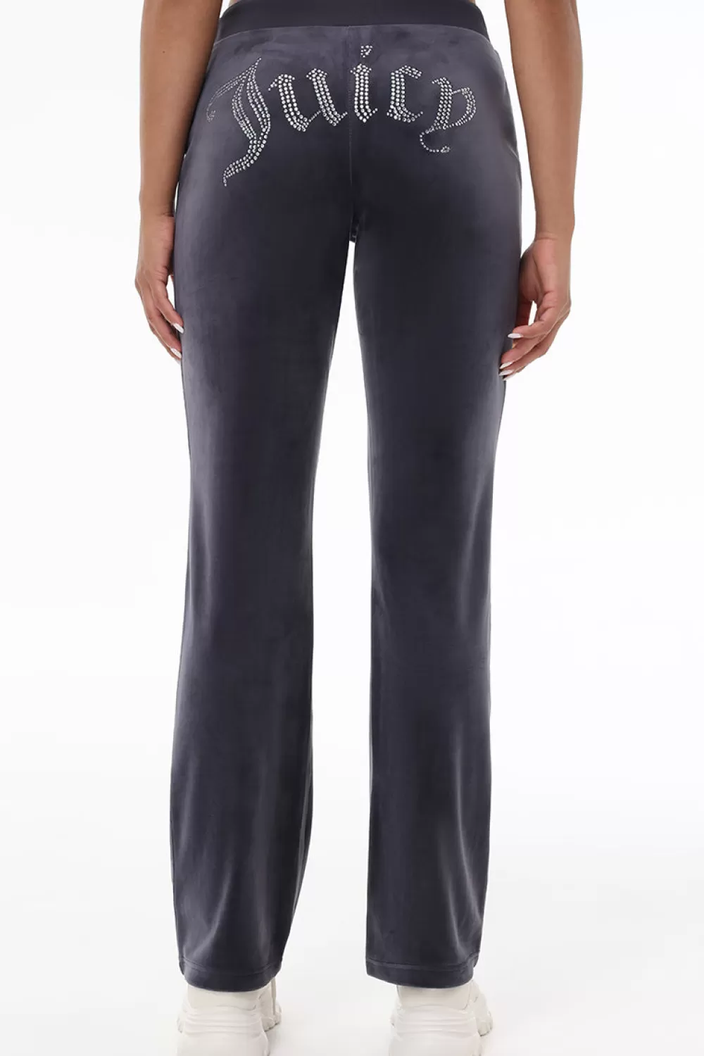 Track Bottoms | Bling Sets-Juicy Couture OG Big Bling Velour Track Pants Titanium