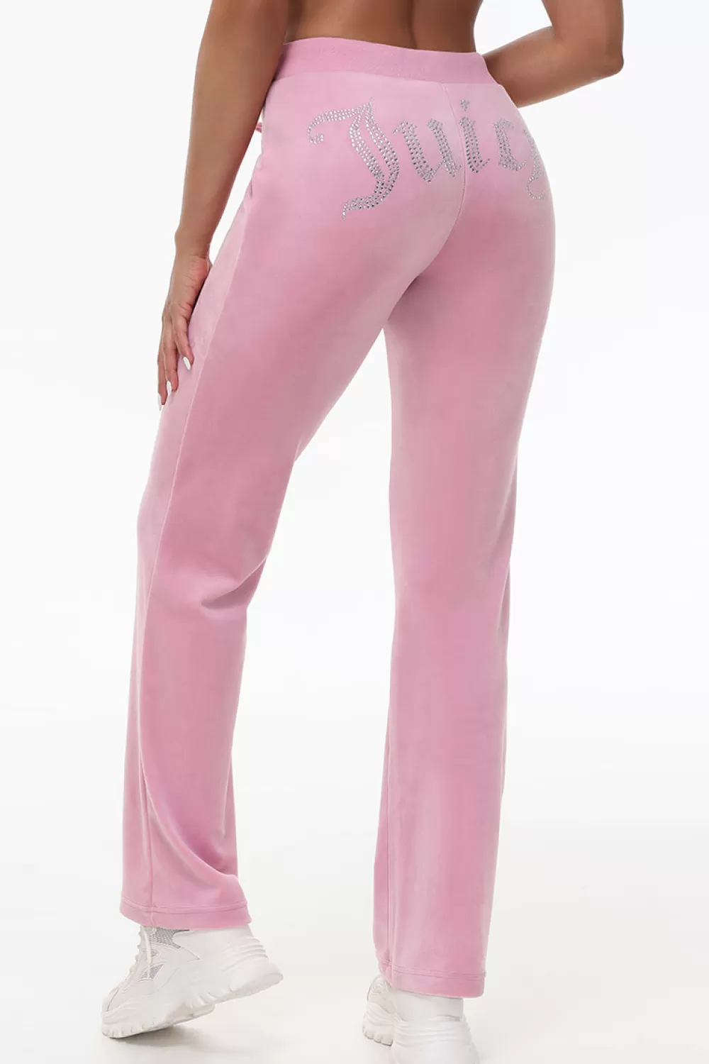 Track Bottoms | Bling Sets-Juicy Couture OG Big Bling Velour Track Pants Rose