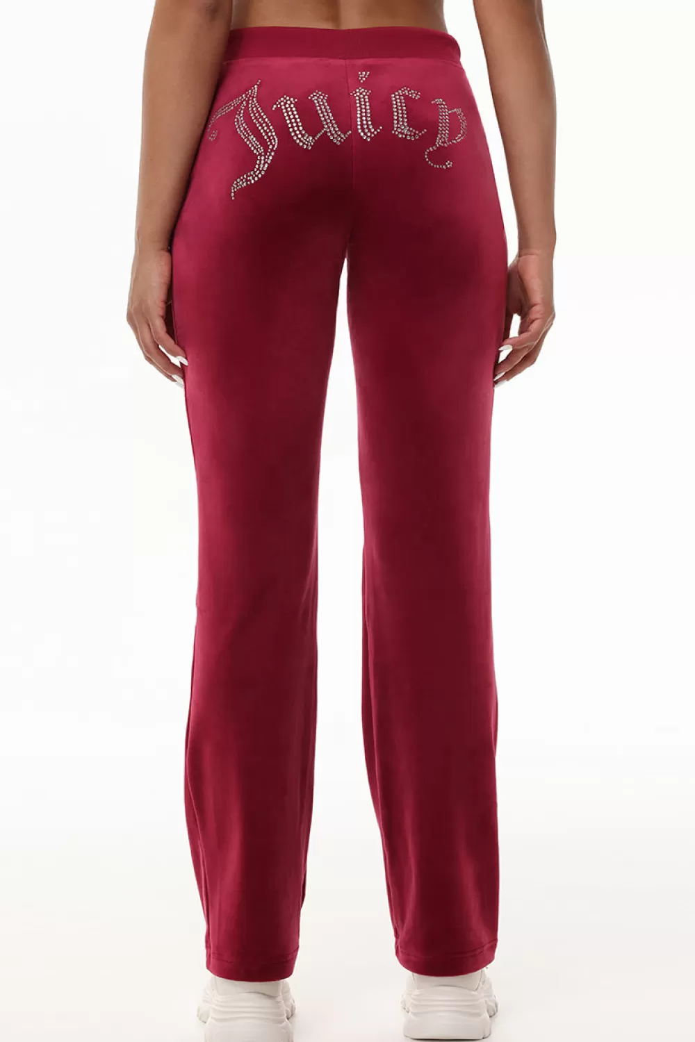 Track Bottoms | Bling Sets-Juicy Couture OG Big Bling Velour Track Pants DarkCrimson