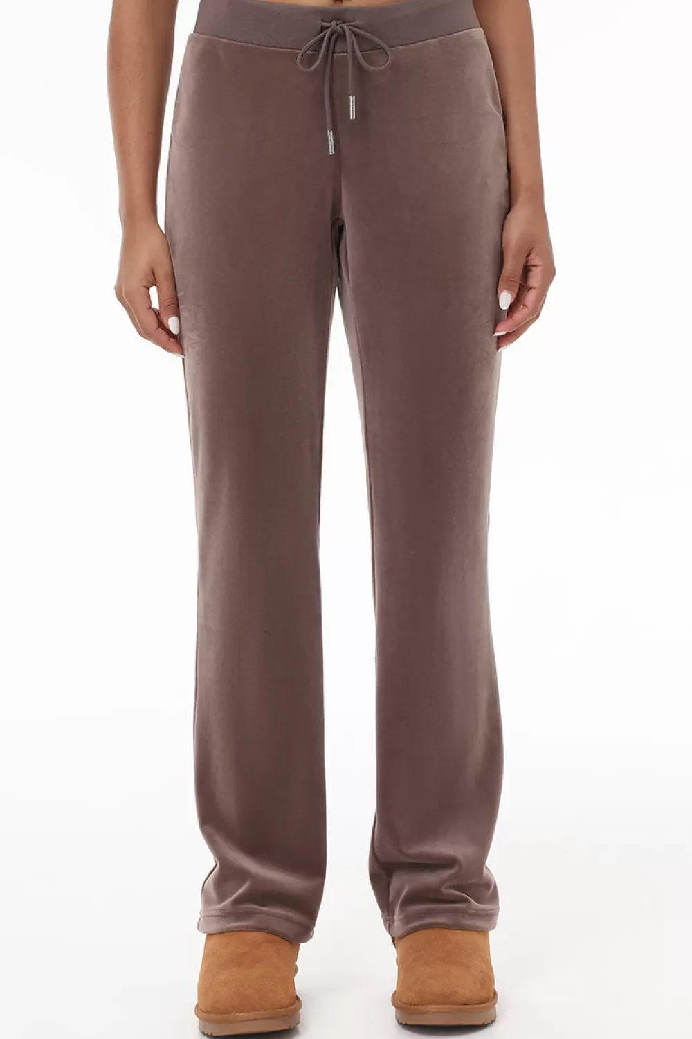 Track Bottoms | Bling Sets-Juicy Couture OG Big Bling Velour Track Pants Pewter