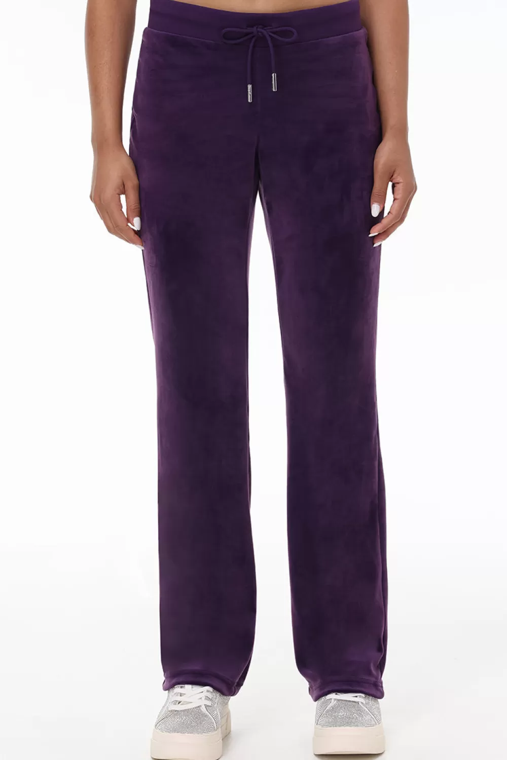 Track Bottoms | Bling Sets-Juicy Couture OG Big Bling Velour Track Pants Blackberry