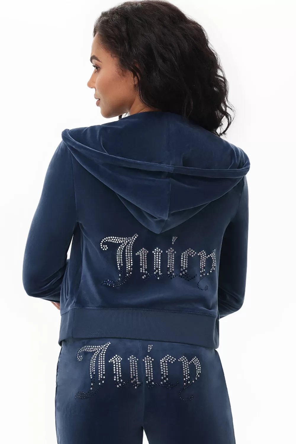 Track Tops | Track Tops-Juicy Couture Ombre Big Bling Velour Hoodie MidnightSea