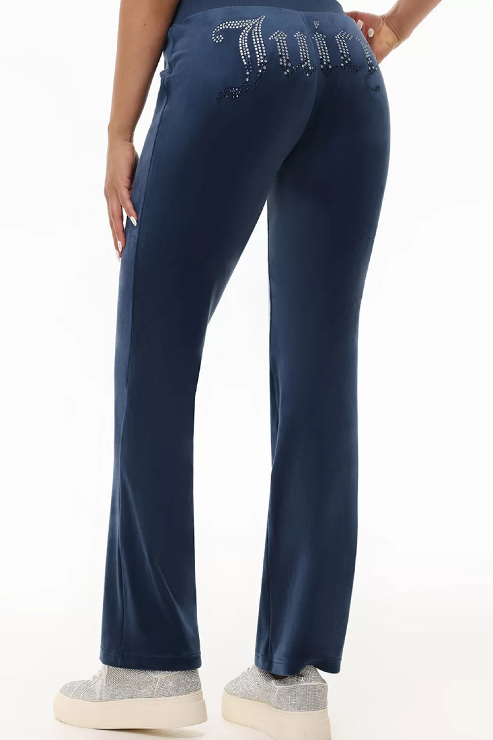 Track Bottoms | Bling Sets-Juicy Couture Ombre Big Bling Velour Track Pants MidnightSea