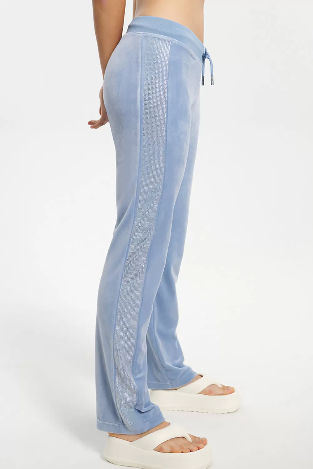 Track Bottoms | Bling Sets-Juicy Couture Ombre Bling Velour Track Pants SterlingBlue