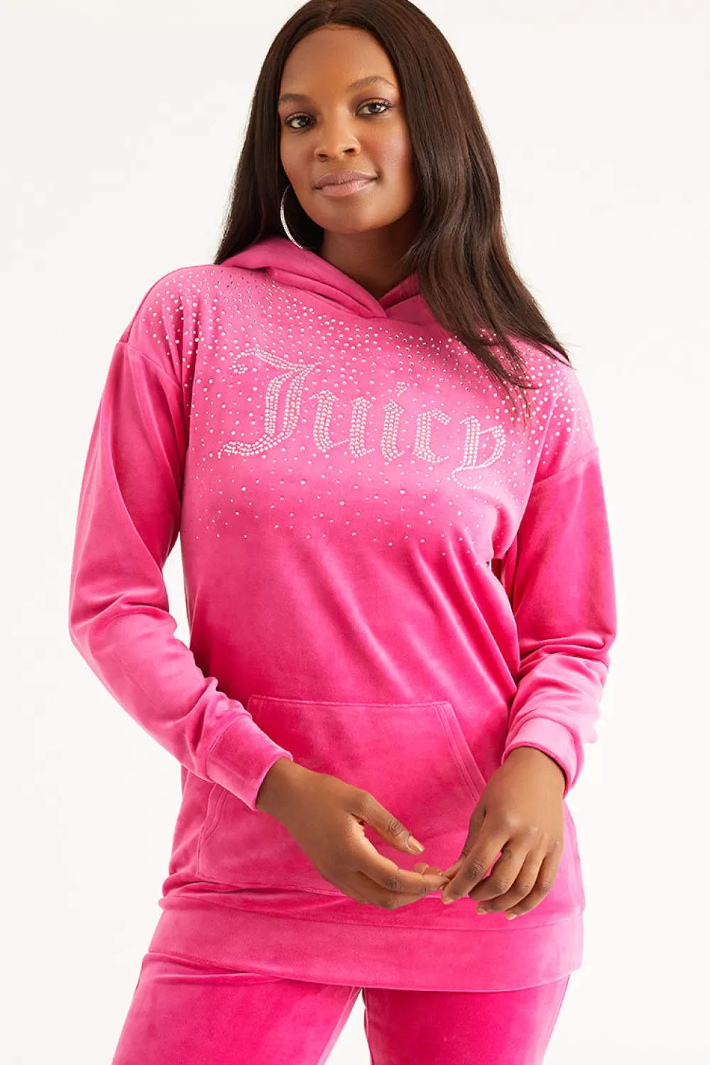 Hoodies & Jackets-Juicy Couture Oversized Big Bling Hoodie with Rhinestones FreeLove