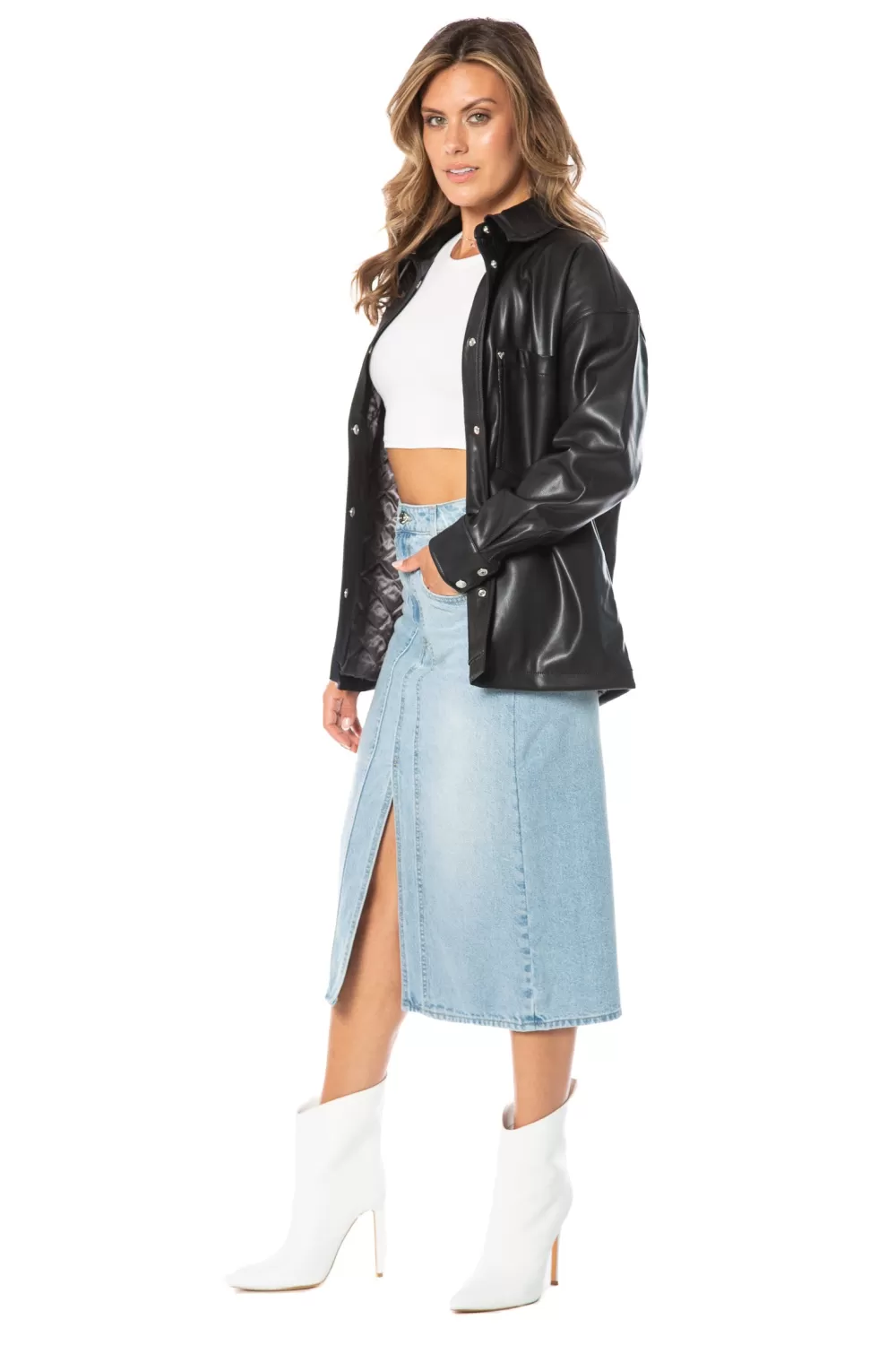 Hoodies & Jackets-Juicy Couture Oversized Faux Leather Shacket Night