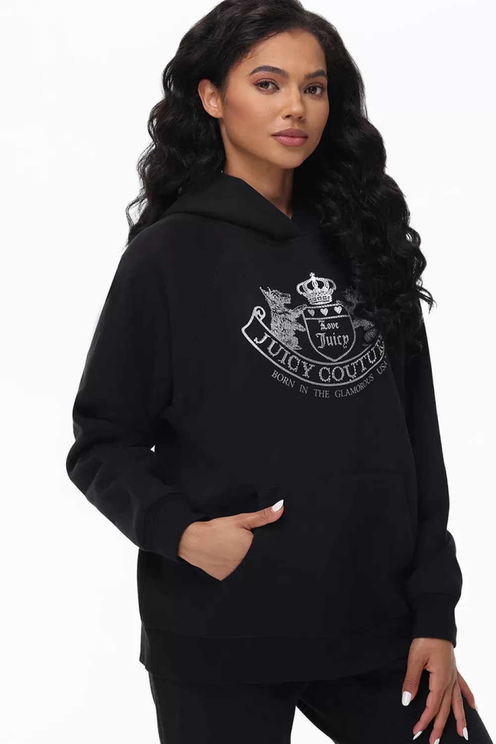 Hoodies & Jackets-Juicy Couture Oversized Fleece Scottie Dog Hoodie Liquorice