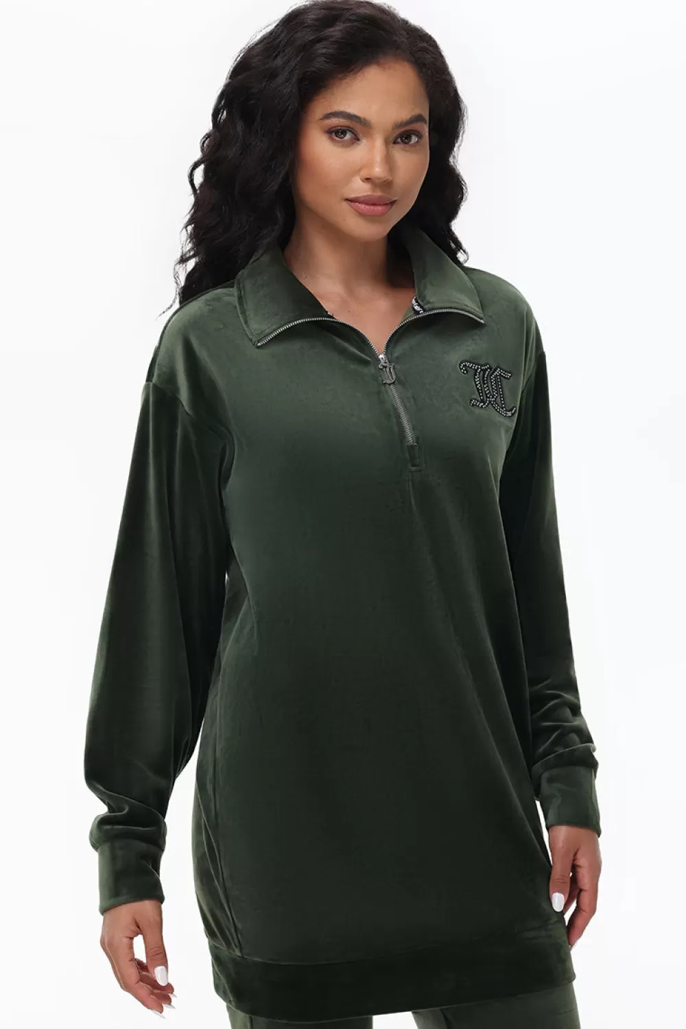 Track Tops | Track Tops-Juicy Couture Oversized Small Bling Quarter Zip Pullover HandsOnDeck