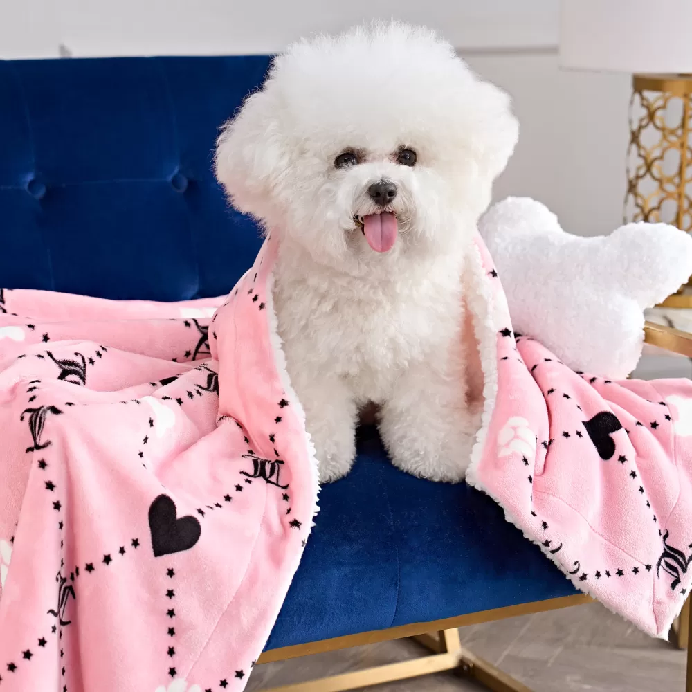 Pet Bedding-Juicy Couture Pet Blanket u0026 Pillow Set Pink