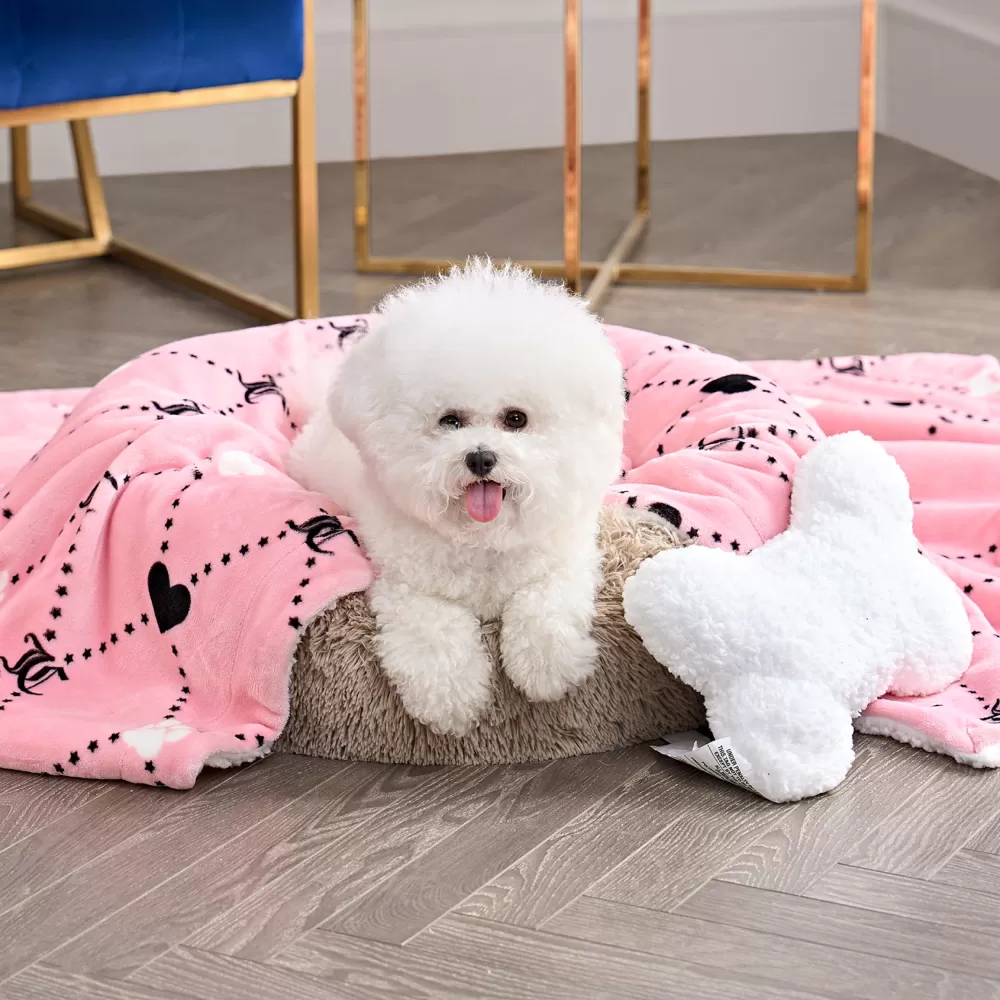 Pet Bedding-Juicy Couture Pet Blanket u0026 Pillow Set Pink