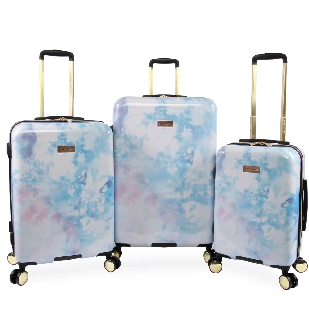 Luggage Sets-Juicy Couture 3-Piece Hardside Spinner Luggage Set WatercolorPurple