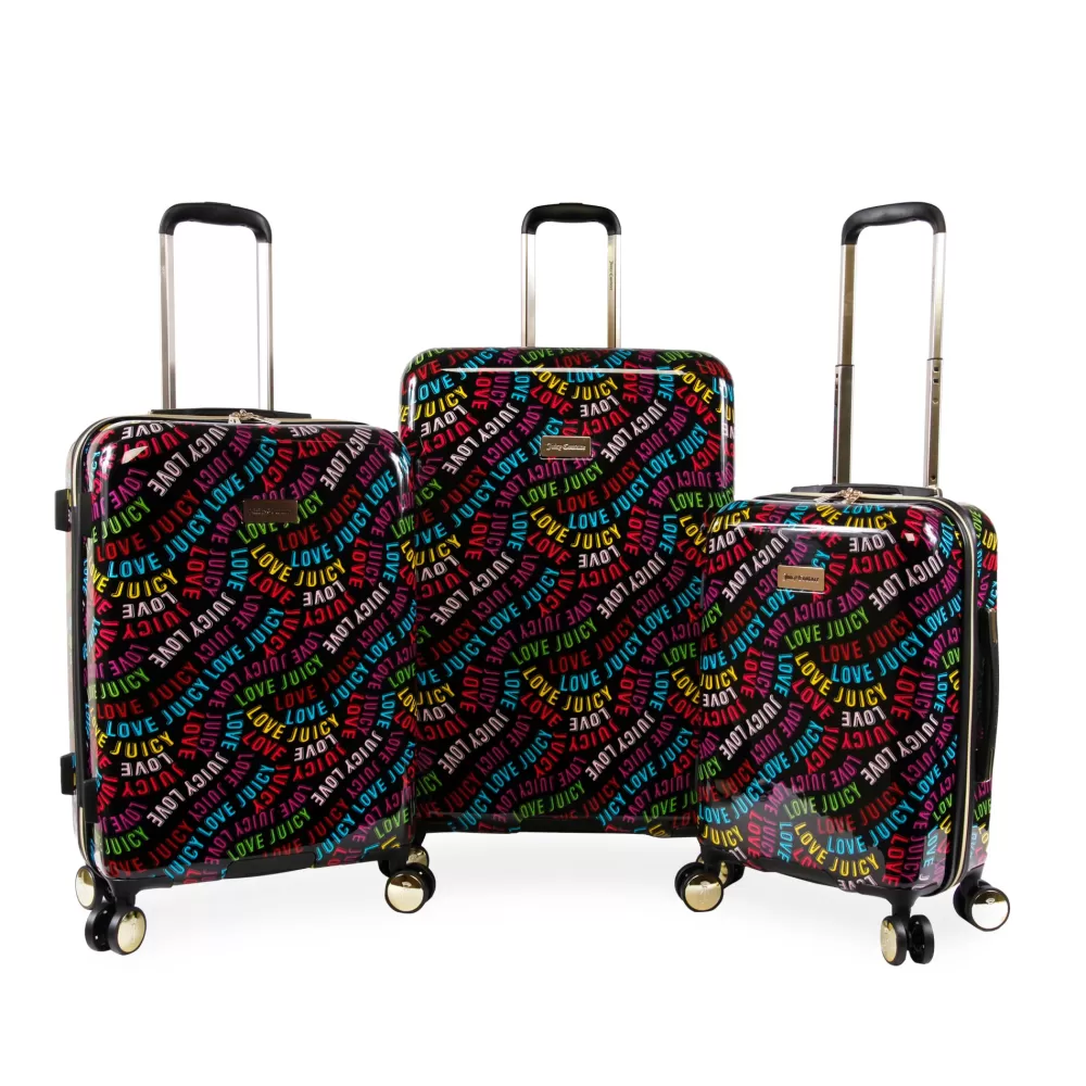 Luggage Sets-Juicy Couture 3-Piece Hardside Spinner Luggage Set Rainbow