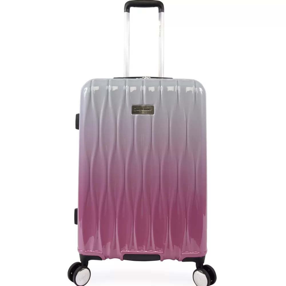 Luggage Sets-Juicy Couture 3-Piece Hardside Spinner Luggage Set SilverFuchsia