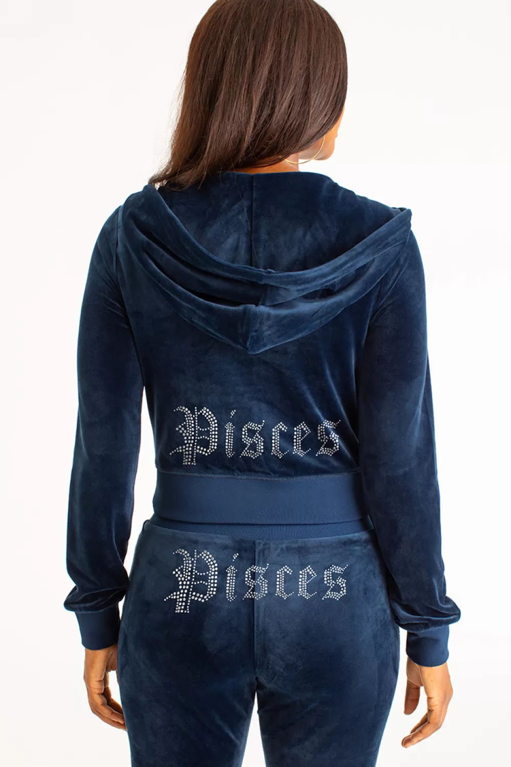 Track Tops | Track Tops-Juicy Couture Pisces Big Bling Velour Hoodie RegalBlue/GoldBling