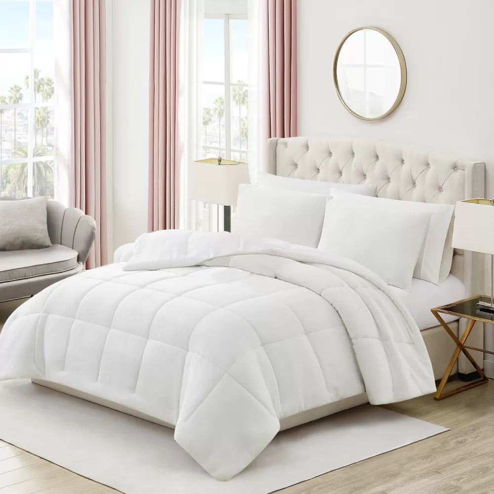 Comforter Sets-Juicy Couture Plush Comforter Set White