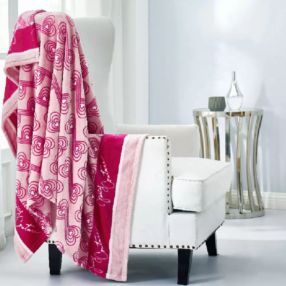 Throw Blankets-Juicy Couture Plush Throw Blanket PinkGeo