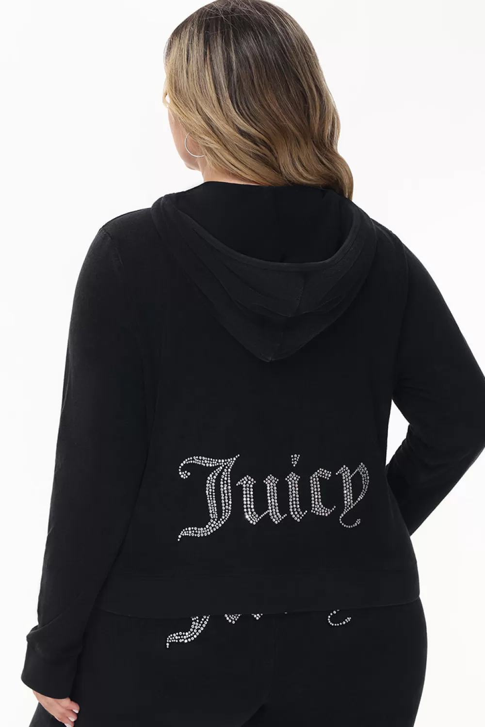 Track Tops | Track Tops-Juicy Couture Plus-Size Big Bling Towel Terry Zip Hoodie Liquorice