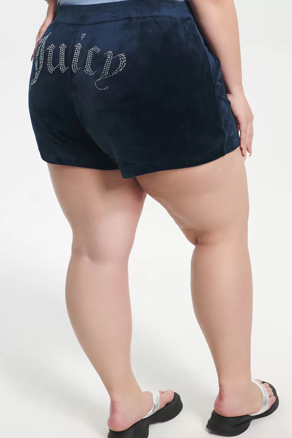 Track Bottoms | Bling Sets-Juicy Couture Plus-Size Big Bling Velour Shorts RegalBlue