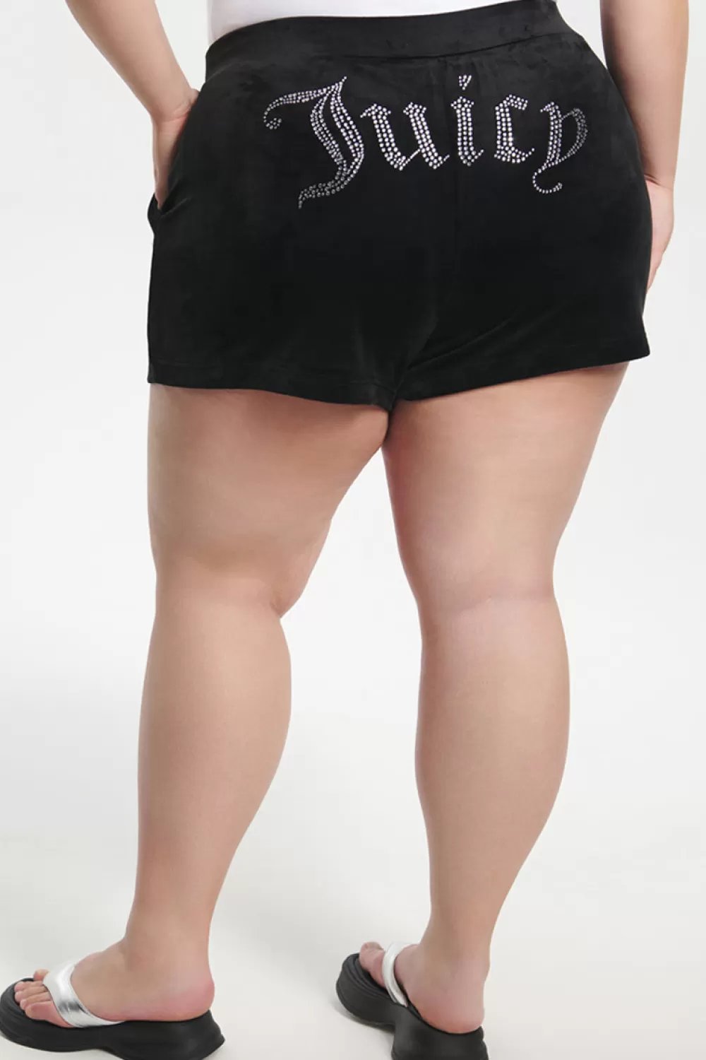 Track Bottoms | Bling Sets-Juicy Couture Plus-Size Big Bling Velour Shorts Liquorice