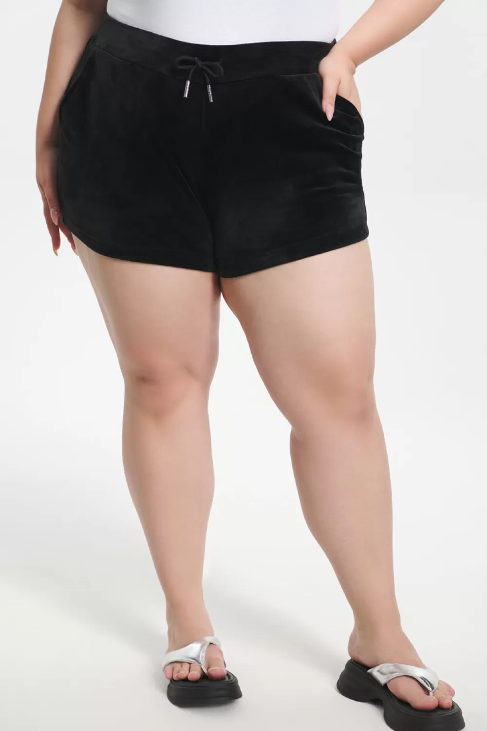 Track Bottoms | Bling Sets-Juicy Couture Plus-Size Big Bling Velour Shorts Liquorice