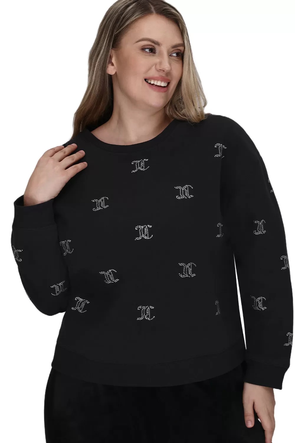 Plus-Size-Juicy Couture Plus-Size Bling Fleece Sweatshirt Liquorice