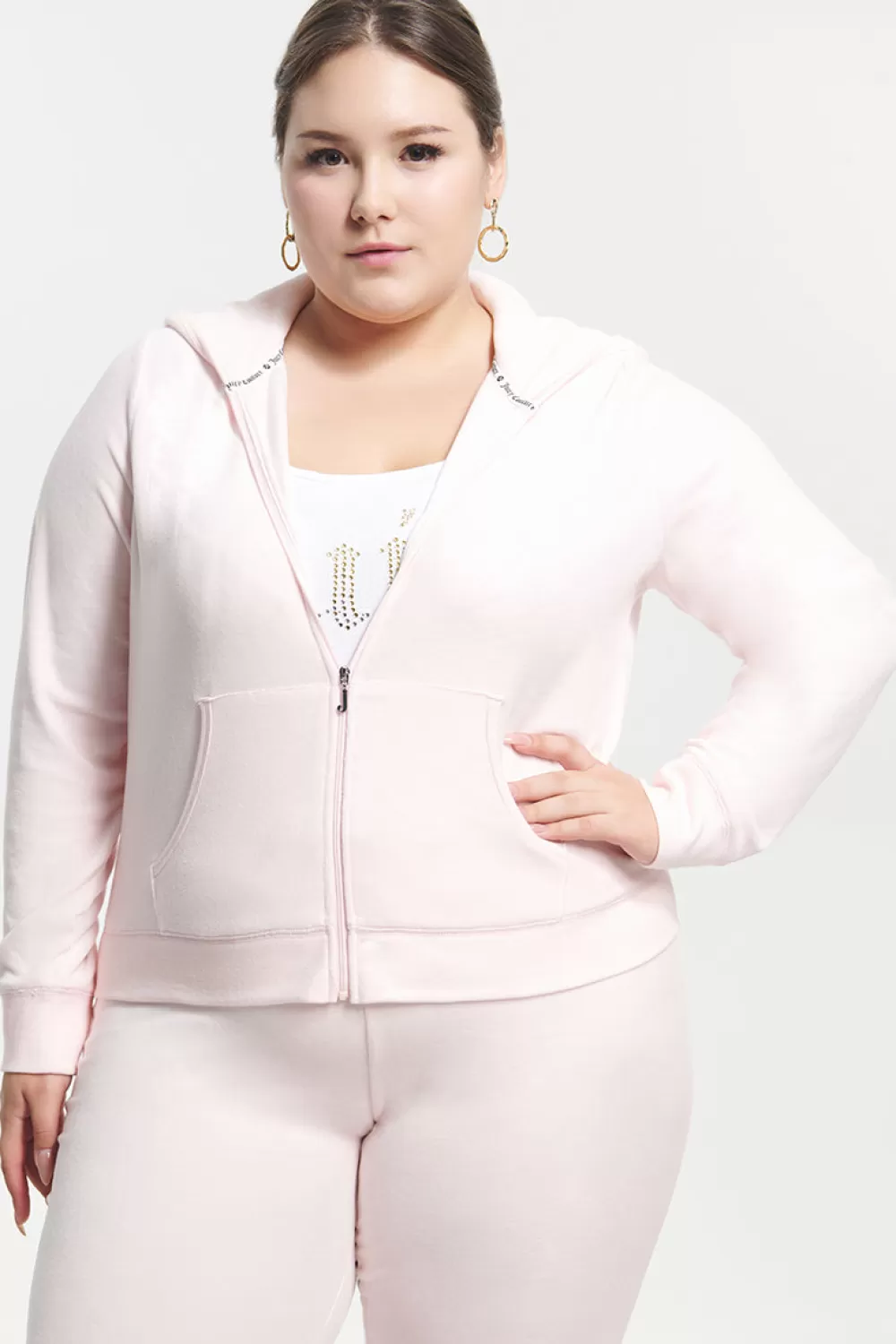 Track Tops | Track Tops-Juicy Couture Plus-Size Classic Cotton Velour Hoodie SoftGlow