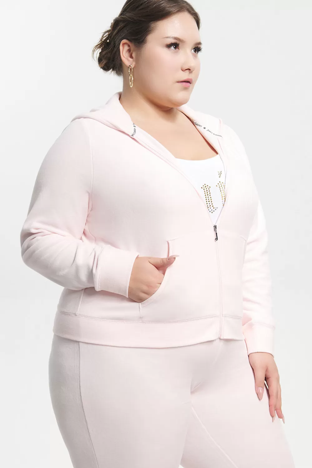 Track Tops | Track Tops-Juicy Couture Plus-Size Classic Cotton Velour Hoodie SoftGlow