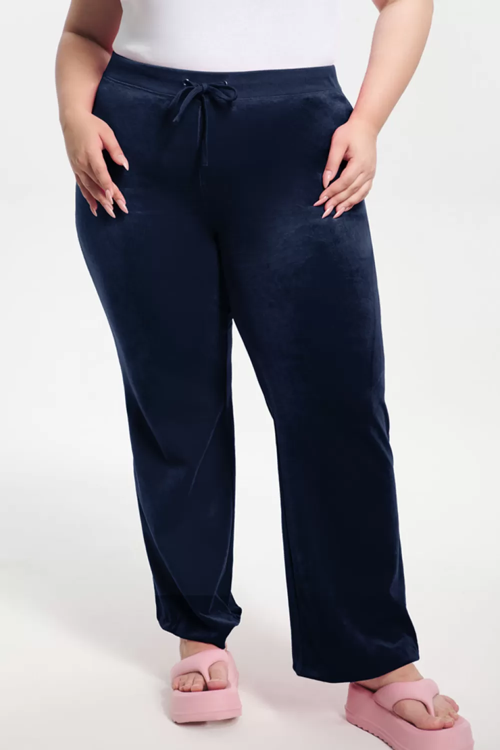 Track Bottoms | Track Pants-Juicy Couture Plus-Size Classic Cotton Velour Track Pants RegalBlue