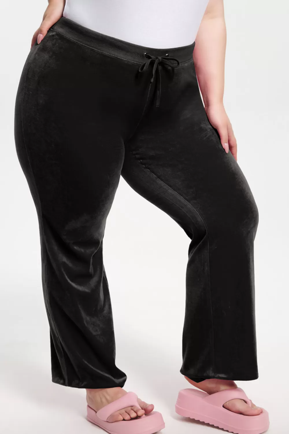 Track Bottoms | Track Pants-Juicy Couture Plus-Size Classic Cotton Velour Track Pants Liquorice